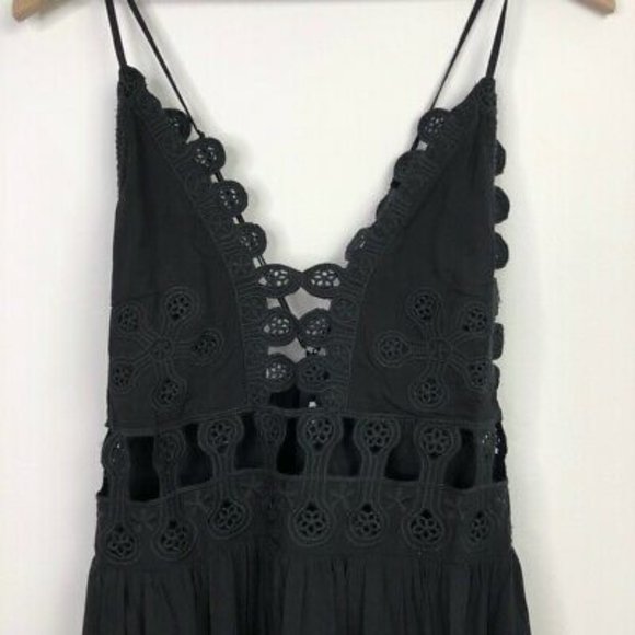 Black Embroidered / Crochet Mini Dress - Picture 3 of 4